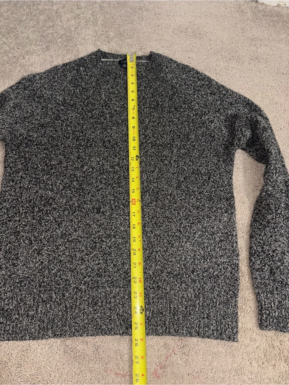 J.Crew 100% Lambswool Pullover Crew Long Sleeve Marled Sweater Black Gray Size S